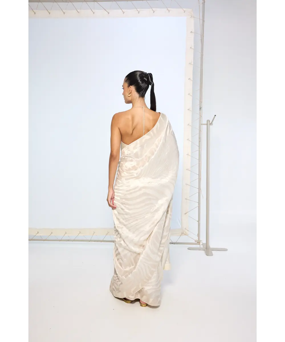 EKAYA BANARAS - Handwoven Ivory Silk Saree